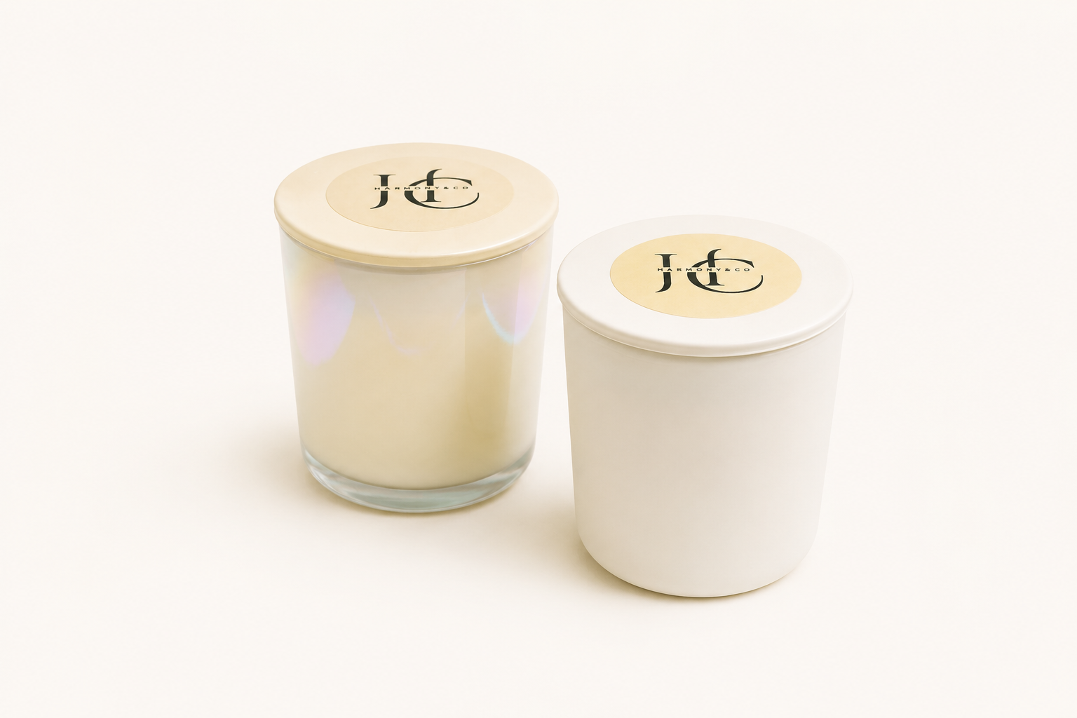 Two Harmony & Co candles side by side