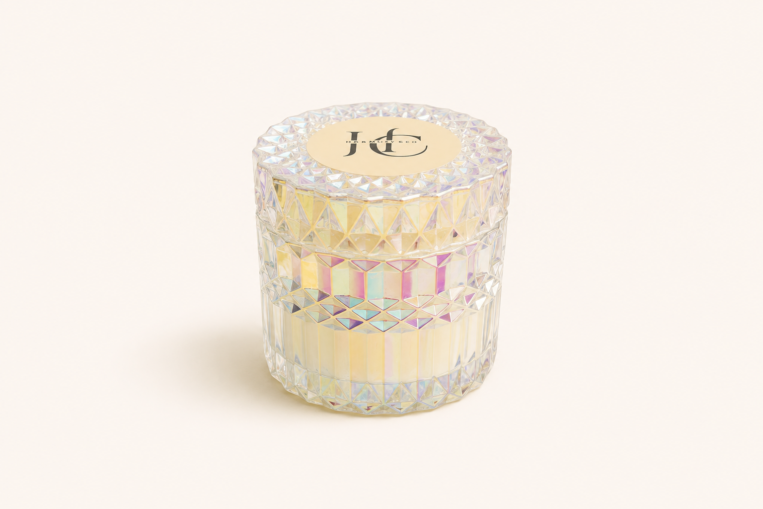 Cut crystal Harmony & Co candle with lid